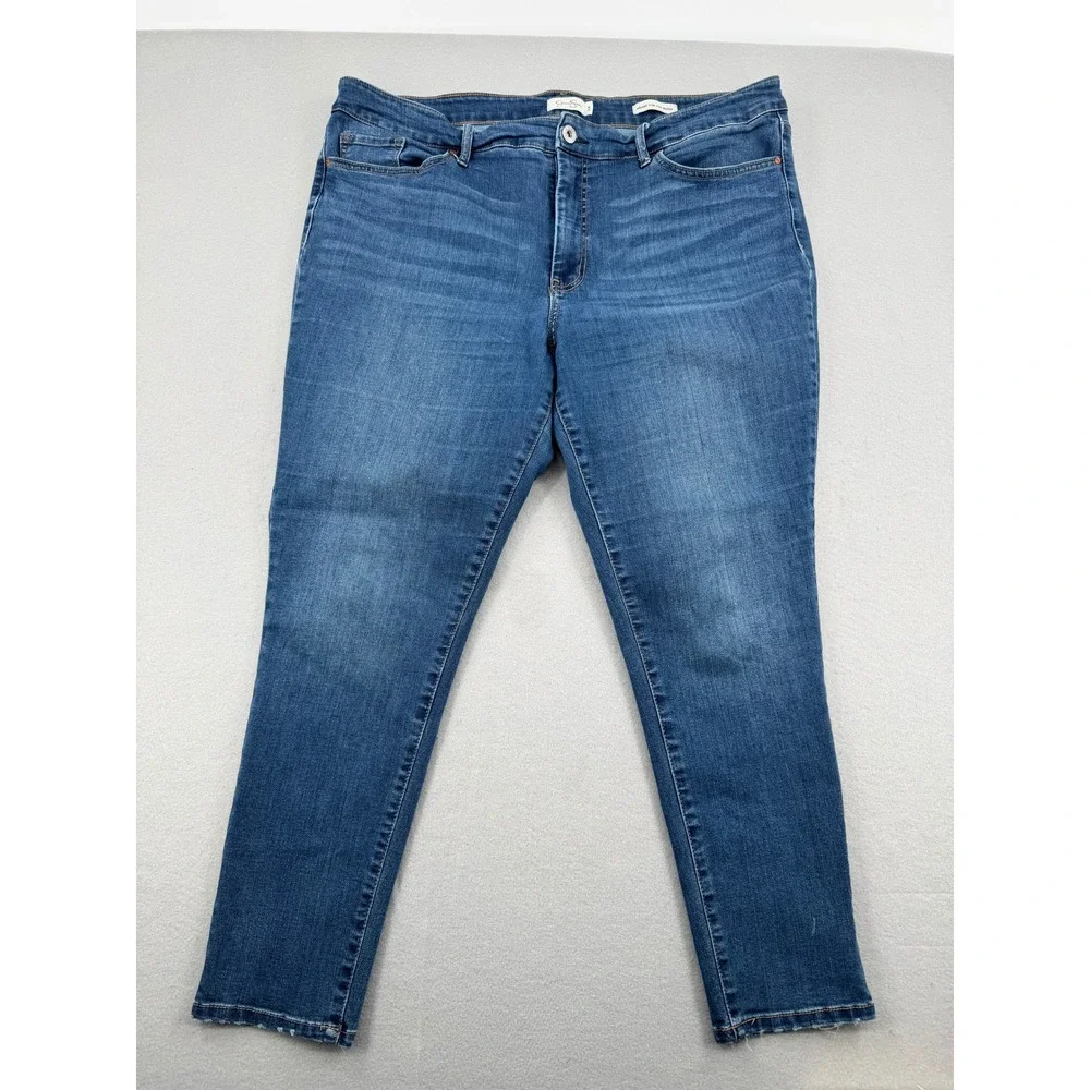 Jessica Simpson Adored High Rise Skinny Jeans Womens 20W Blue Denim Raw Hem - Picture 1 of 12